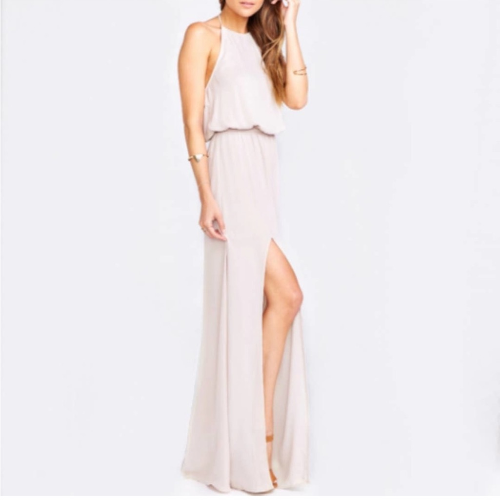 Show Me Your Mumu Heather Halter Maxi Dress - Show Me The Ring Crisp - Small